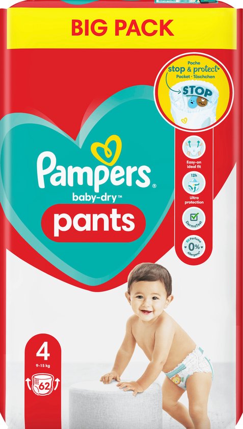 Pampers Couches-Culottes Taille 4 (9-15 kg), Baby-Dry, 160 Couches