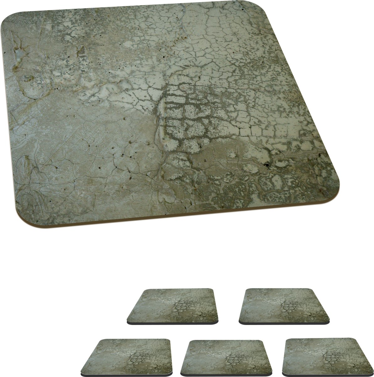 Onderzetters voor glazen - Muur - Groen - Olijf - Aarde - 10x10 cm - Glasonderzetters - 6 stuks