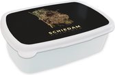 Broodtrommel Wit - Lunchbox - Brooddoos - Schiedam - Nederland - Kaart - Stadskaart - Plattegrond - 18x12x6 cm - Volwassenen