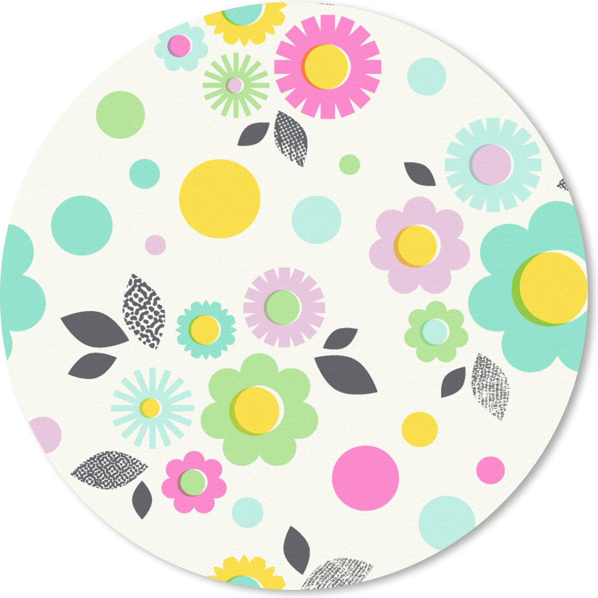 Muismat rond 40x40 cm - Mousepad Patronen - Bloemen - Bladeren - Ronde muismatten
