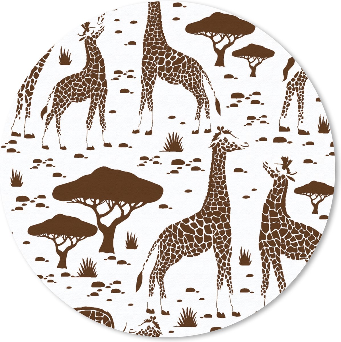 Muismat rond 40x40 cm - Mousepad Giraf - Patronen - Boom - Ronde muismatten