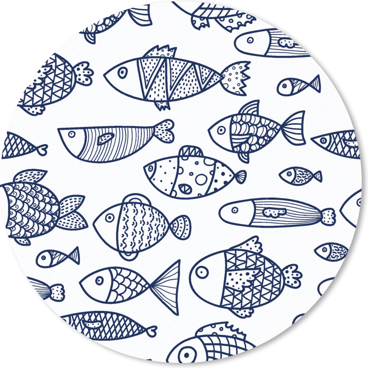 Muismat rond 50x50 cm - Mousepad Vissen - Scandinavië - Patronen - Ronde muismatten