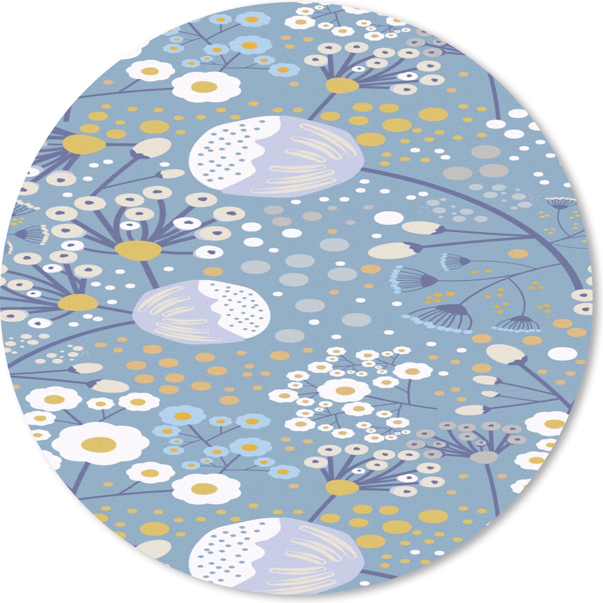Muismat rond 30x30 cm - Mousepad Patronen - Kamille - Bloemen - Ronde muismatten