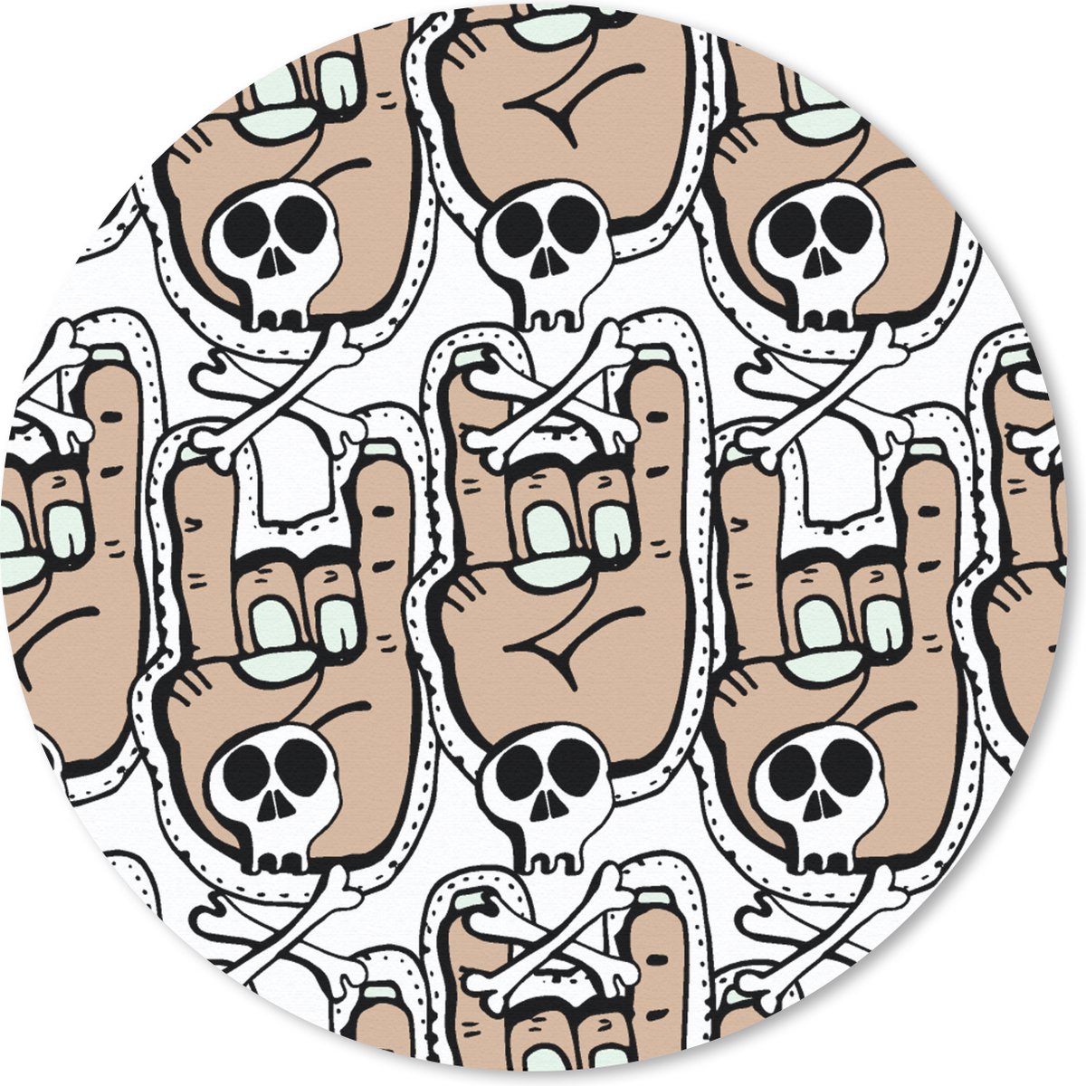 Muismat rond 20x20 cm - Mousepad Tiener - Skull - Hand - Patronen - Ronde muismatten