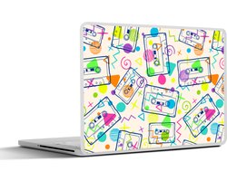 Laptop sticker - 10.1 inch - Patronen - Retro - Cassette - Jaren 80 - 25x18cm - Laptopstickers - Laptop skin - Cover