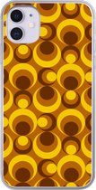 Geschikt voor iPhone 11 hoesje - Patronen - Retro - Bruin - Geel - Siliconen Telefoonhoesje