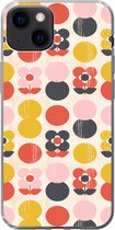 Geschikt voor iPhone 13 hoesje - Retro - Design - Bloemen - Pastel - Siliconen Telefoonhoesje