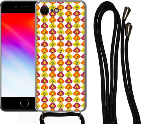 Coque avec cordon Adapté pour iPhone 8 - Rétro - Design - Poire - Fruit - Siliconen - Bandoulière - Coque arrière avec cordon - Coque téléphone avec cordon - Coque avec cordon