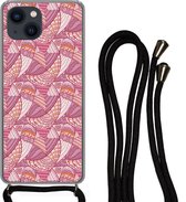 Coque avec cordon iPhone 13 - Meiden - Ressorts - Rose - Motifs - Fille - Kids - Enfants - Siliconen - Bandoulière - Coque arrière avec cordon - Coque pour téléphone avec cordon - Coque avec corde
