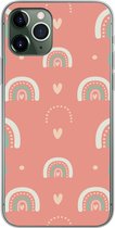 Geschikt voor iPhone 11 Pro hoesje - Meisjes - Regenboog - Hartjes - Patronen - Girl - Roze - Kinderen - Kind - Siliconen Telefoonhoesje