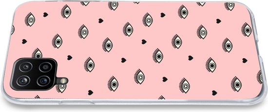 Coque Samsung Galaxy A12 - Fille - Yeux - Rose - Motifs - Fille - Kids - Enfants - Coque de téléphone en Siliconen