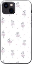 Geschikt voor iPhone 13 mini hoesje - Meiden - Ballet - Roze - Patronen - Girl - Kids - Kinderen - Siliconen Telefoonhoesje