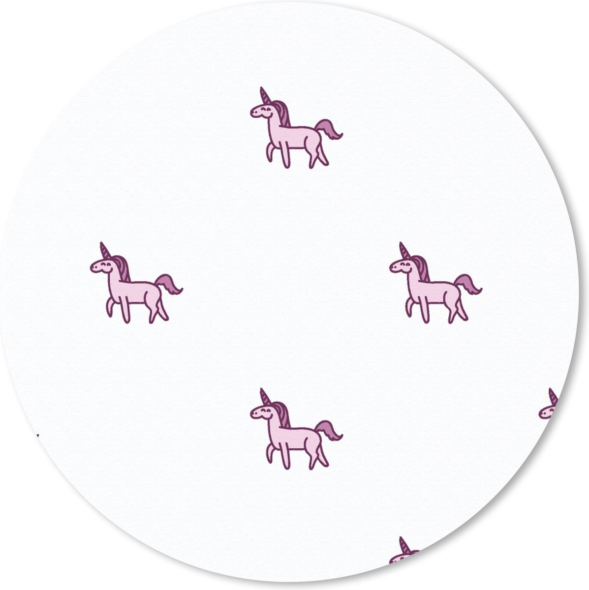 Muismat rond 20x20 cm - Mousepad Meisje - Unicorn - Roze - Patronen - Girl - Kindje - Kinderen - Ronde muismatten