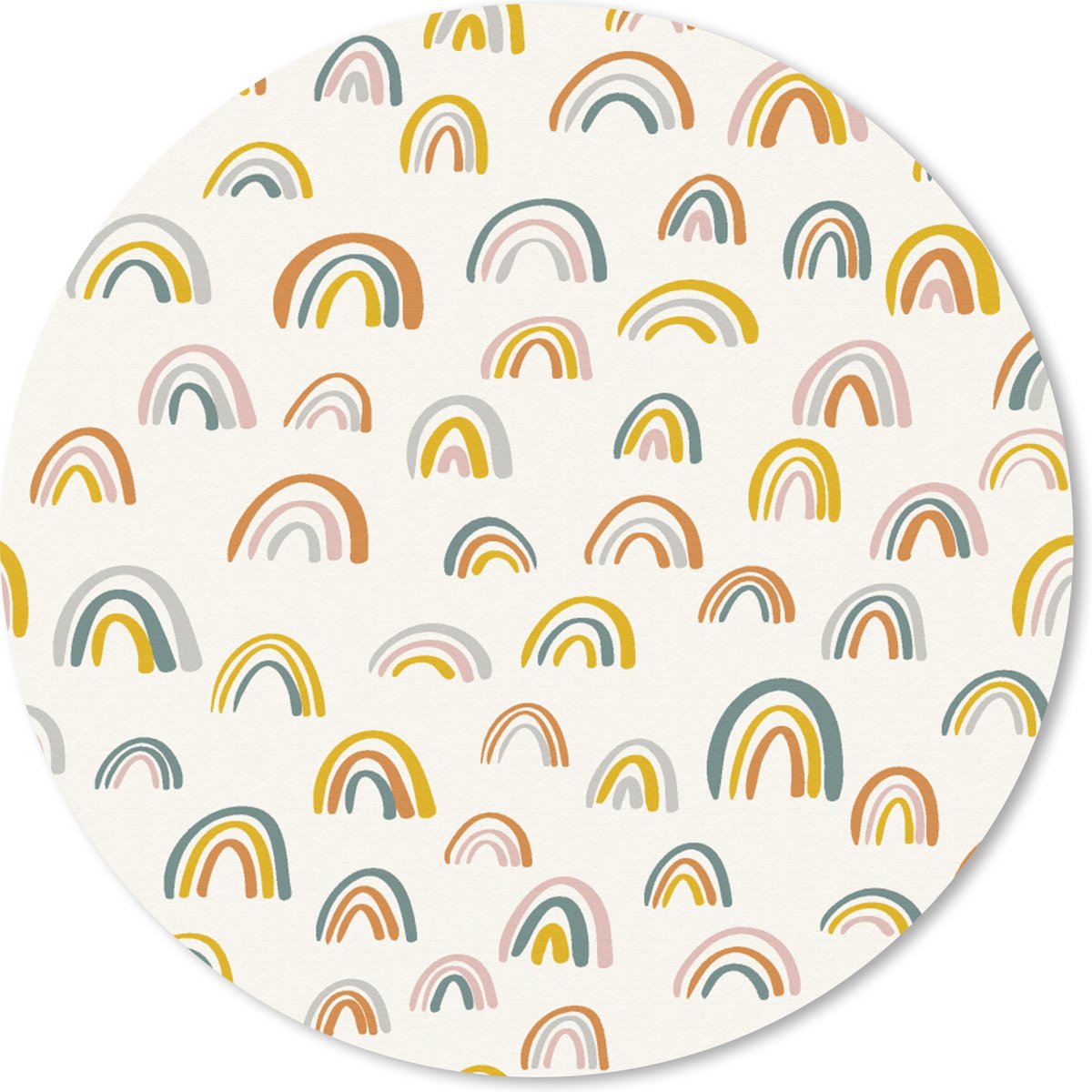 Muismat rond 40x40 cm - Mousepad Regenboog - Pastel - Kinderen - Ronde muismatten