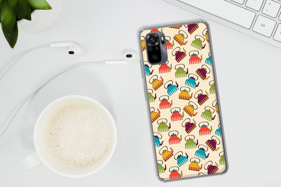Coque Xiaomi Redmi Note 10 - Design - Rétro - Théière - Couleurs - Coque de téléphone en Siliconen