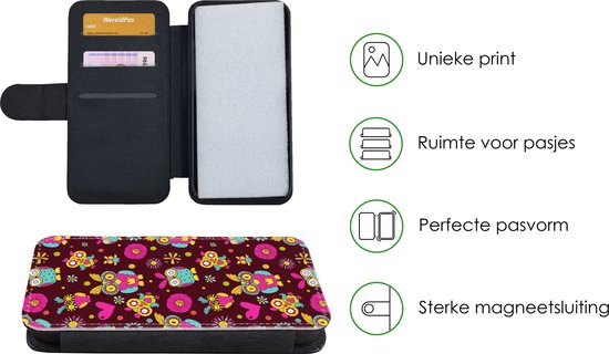 Bookcase pour iPhone 11 Pro Max Bookcase - Filles - Hibou - Chocolat - Motifs - Fille - Enfant - Enfants - Avec compartiments - Étui portefeuille à fermeture magnétique