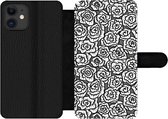Bookcase Geschikt voor iPhone 11 telefoonhoesje - Meiden - Rozen - Patronen - Girl - Kids - Kinderen - Kindje - Met vakjes - Wallet case met magneetsluiting