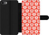 Étui pour téléphone Bookcase iPhone SE 2020 - Fleurs - Motif - Rouge - Avec compartiments - Étui portefeuille avec fermeture magnétique