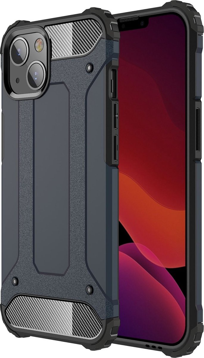 Mobigear Hoesje geschikt voor Apple iPhone 13 Telefoonhoesje Hardcase | Mobigear Outdoor Backcover Shockproof | Schokbestendig iPhone 13 Telefoonhoesje | Anti Shock Proof - Marineblauw