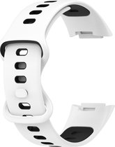 Mobigear Watch bandje geschikt voor Fitbit Charge 5 Bandje Flexibel Siliconen Druksluiting | Mobigear Dotted - Wit / Blauw