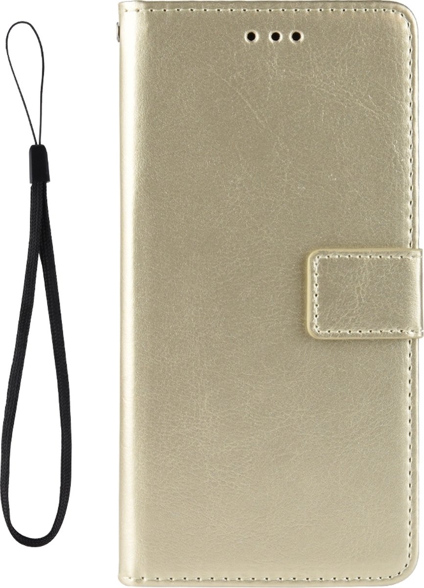 Mobigear Telefoonhoesje geschikt voor LG K51s Hoesje | Mobigear Wallet Bookcase Portemonnee | Pasjeshouder voor 3 Pasjes | Telefoonhoesje voor Pinpas / OV Kaart / Rijbewijs - Goud