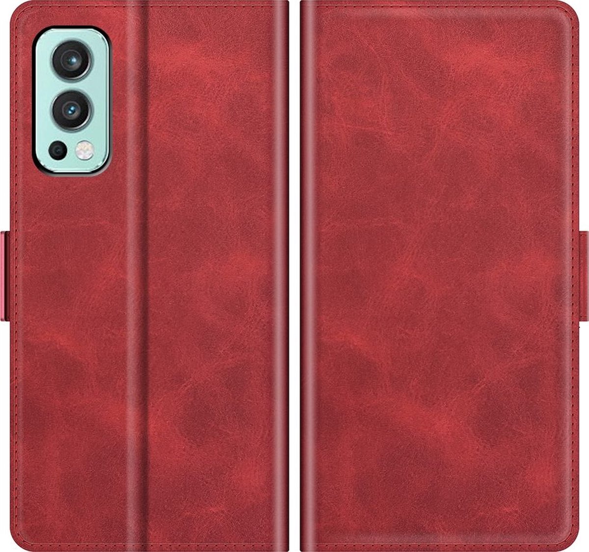 Mobigear Telefoonhoesje geschikt voor OnePlus Nord 2 Hoesje | Mobigear Slim Magnet Bookcase Portemonnee | Pasjeshouder voor 3 Pasjes | Telefoonhoesje voor Pinpas / OV Kaart / Rijbewijs - Rood