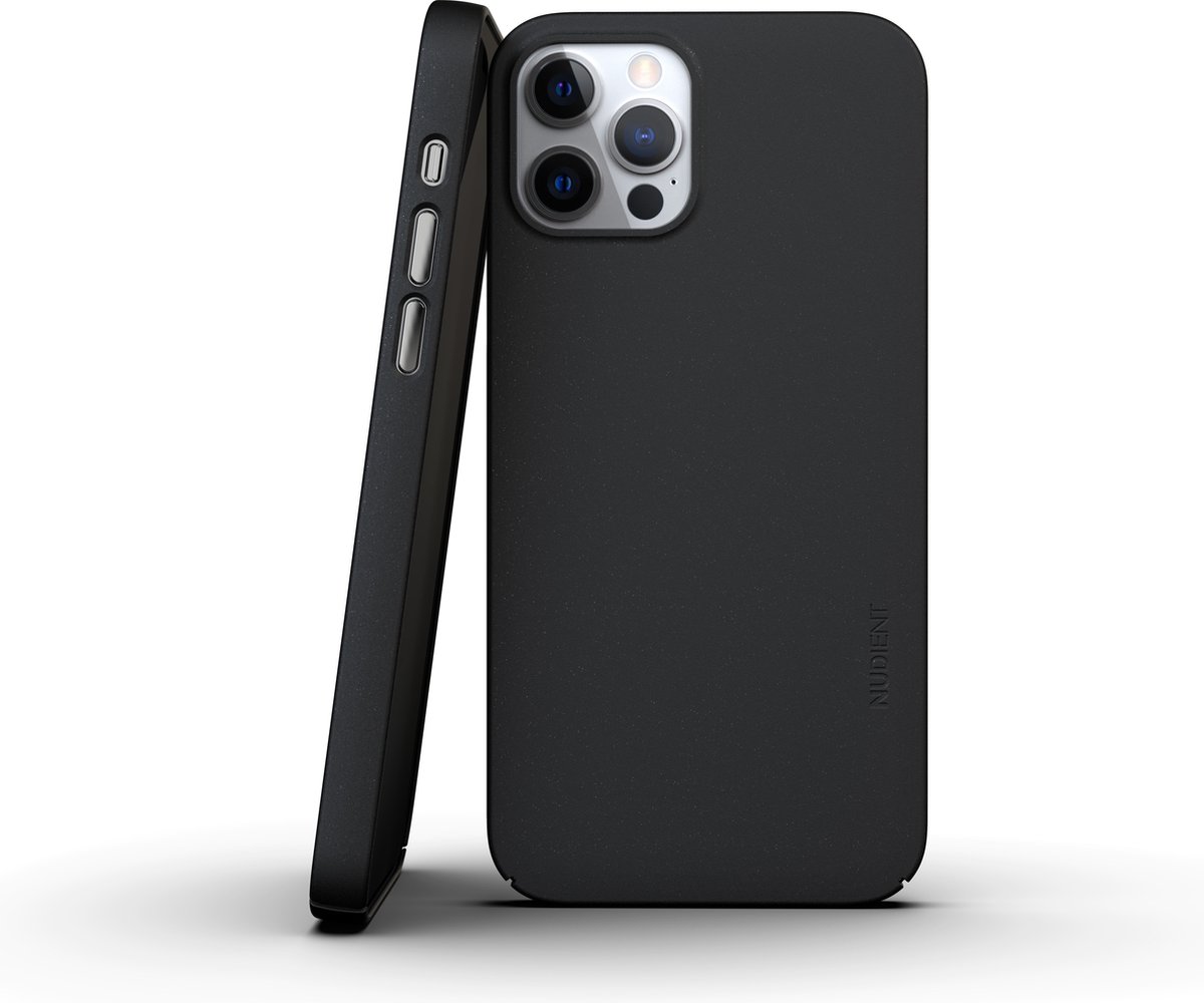 Nudient Hoesje geschikt voor Apple iPhone 12 Pro MagSafe Telefoonhoesje Hardcase | Nudient Thin Precise Backcover | Geschikt voor MagSafe | Geschikt voor Draadloos Opladen met Magnetische Ring | Geschikt voor MagSafe Case - Ink Black | Zwart
