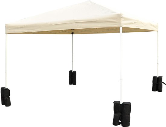 Foto: Outsunny paviljoen standaard voor opvouwbare partytent partytent 4 stuks set van 4 zwart b1 0055