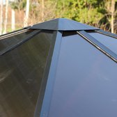 Outsunny Paviljoen partytent met zijdelen PC dak aluminium bruin 3,45 x 2,8 m 84C-171