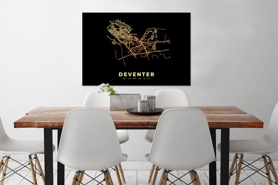Cadre photo avec affiche - Deventer - Plan de la ville - Carte - Carte - Nederland - 90x60 cm - Cadre pour affiche