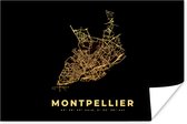 Poster Frankrijk - Goud – Stadskaart - Kaart – Plattegrond – Montpellier - 120x80 cm