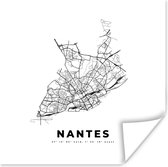 Poster Nantes - Zwart Wit – Plattegrond – Stadskaart – Kaart - 100x100 cm XXL