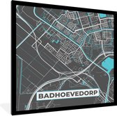Fotolijst incl. Poster - Badhoevedorp - Stadskaart - Plattegrond - Kaart - Blauw - 40x40 cm - Posterlijst