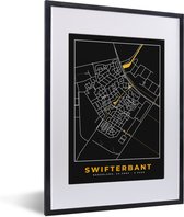 Fotolijst incl. Poster - Swifterbant - Black and Gold - Stadskaart - Plattegrond - Kaart - 30x40 cm - Posterlijst