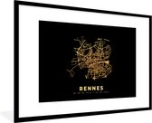 Fotolijst incl. Poster - Frankrijk – Stadskaart - Goud – Kaart - Plattegrond – Rennes - 120x80 cm - Posterlijst