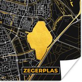 Poster Kaart - Plattegrond - Stadskaart - Nederland - Zegerplas - Goud - 75x75 cm