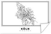 Poster Stadskaart – Zwart Wit - Kaart – Köln – Duitsland – Plattegrond - 180x120 cm XXL