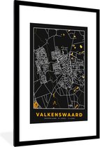 Fotolijst incl. Poster - Valkenswaard - Black and Gold- Plattegrond - Kaart - Stadskaart - 60x90 cm - Posterlijst