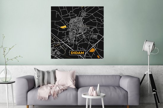 Poster Carte - Or - Carte - Didam - Plan de la ville - 75x75 cm