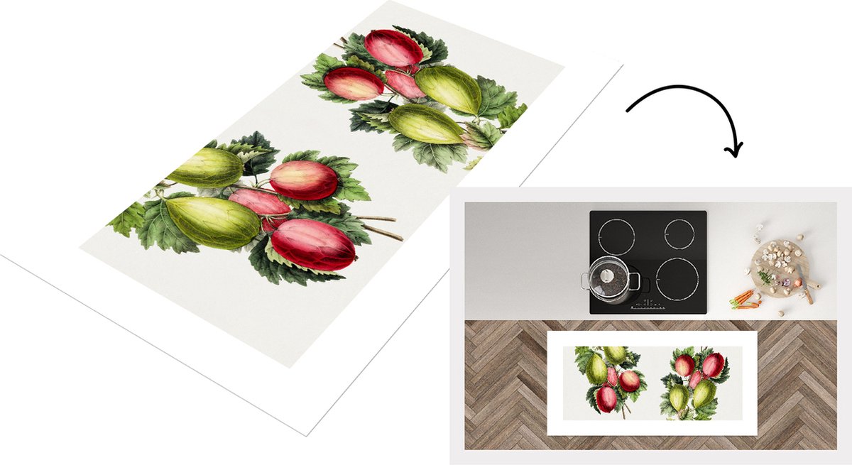 KitchenYeah Keukenloper - Loper keuken - Vijgen - Bloemen - Fruit - 120x60 cm - Keukenloper vinyl Multicolor