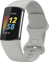 Mobigear Siliconen Watch bandje geschikt voor Fitbit Charge 5 Bandje Druksluiting | Mobigear Sport Dual - Grijs