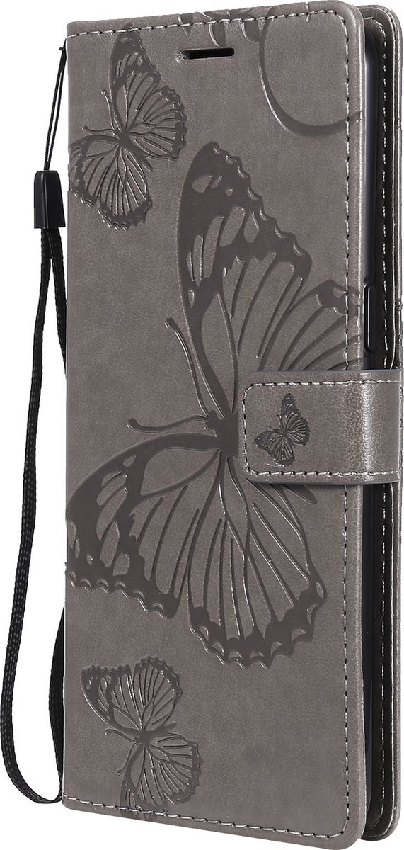 Mobigear Telefoonhoesje geschikt voor OPPO Reno 4 Hoesje | Mobigear Butterfly Bookcase Portemonnee | Pasjeshouder voor 2 Pasjes | Telefoonhoesje voor Pinpas / OV Kaart / Rijbewijs - Grijs