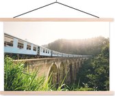 Posterhanger incl. Poster - Schoolplaat - Een trein over een brug - 60x40 cm - Blanke latten