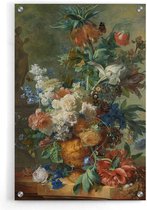 Walljar - Van Huysum - Stilleven met Bloemen en Vlinders - Muurdecoratie - Plexiglas schilderij