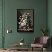 Walljar - Eelkema - Witte Bloemen - Muurdecoratie - Poster met lijst