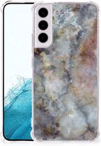 Telefoon Hoesje Geschikt voor Samsung Galaxy S22 Plus Telefoonhoesje met foto met transparante rand Marmer Grijs