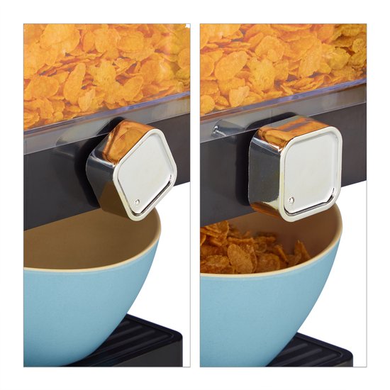 Relaxdays dubbele cornflakes dispenser - 2 houders - muesli dispenser - snoep automaat - zwart - Relaxdays