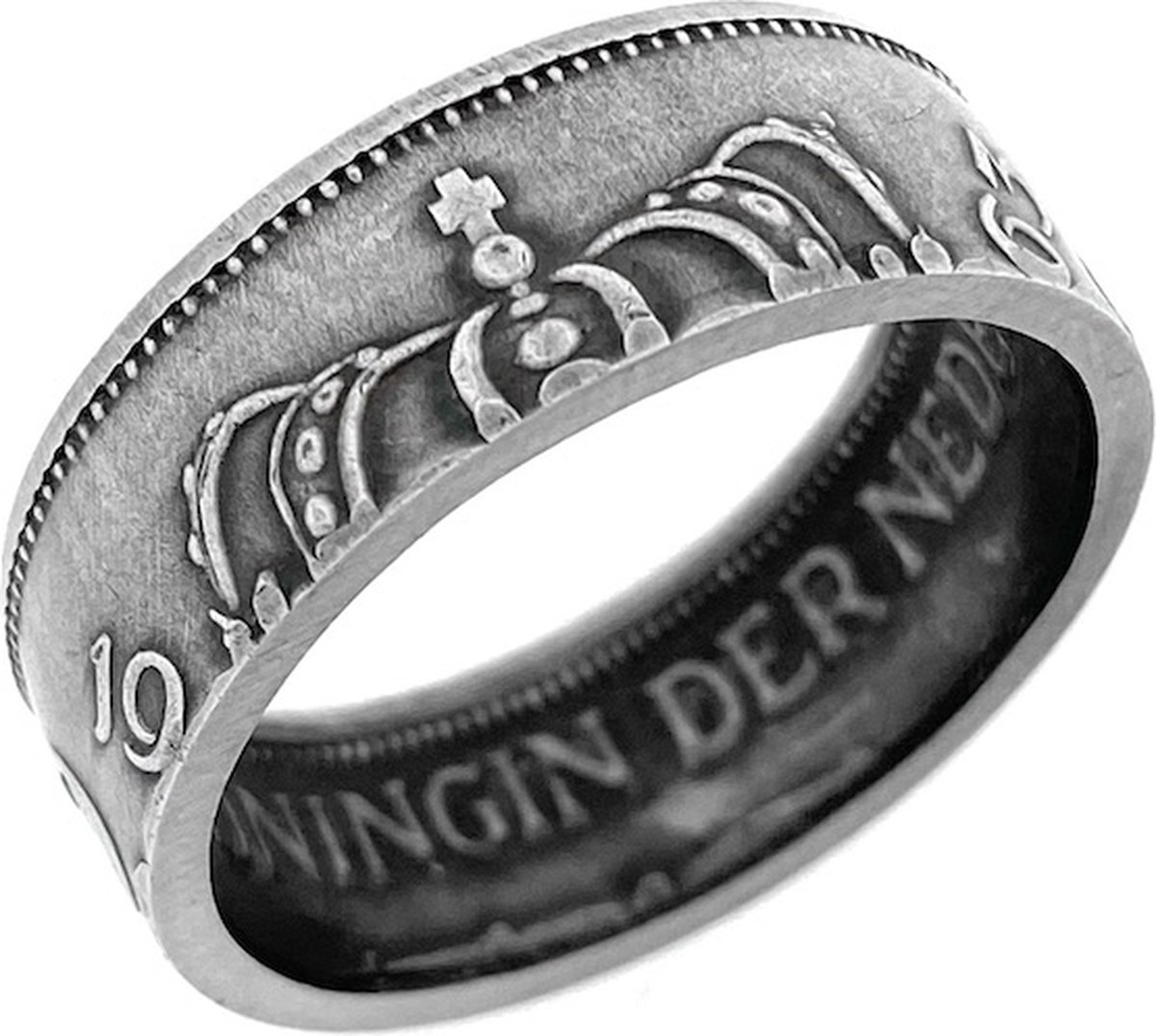 Zilveren Juliana Rijksdaalder Muntring - Maat: NL 19 /EU 60 - Unieke ring gemaakt van een originele zilveren rijksdaalder uit de periode 1954/1966
