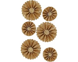 Stickers Rosettes - Gouden Glitter Stickers - Zelfklevende Plakstickers Met Rozetten - DIY Decoratie - Scrapbooking & Feestelijke Versiering - 6 Stuks