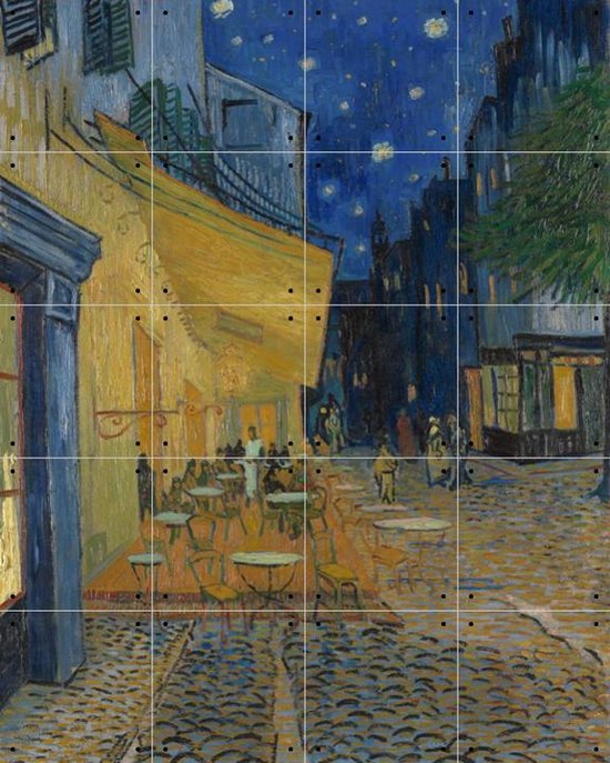 IXXI Caféterras bij nacht - Vincent van Gogh - Wanddecoratie - 100 x 80 cm
